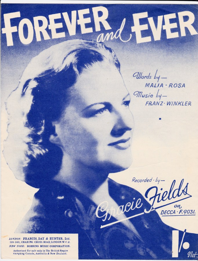 Vintage sheet music cover Forever & Ever (Gracie Fields)