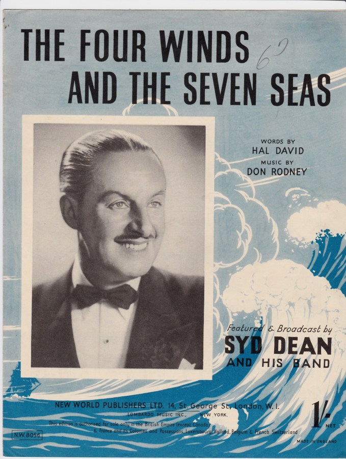 Vintage sheet music cover The Four Winds and the Seven Seas
