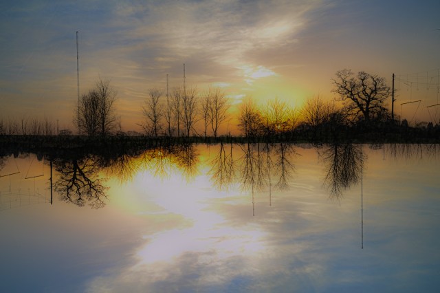 Sunset in two worlds