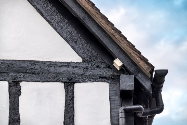 Detail of woodwork with carpenter's marks