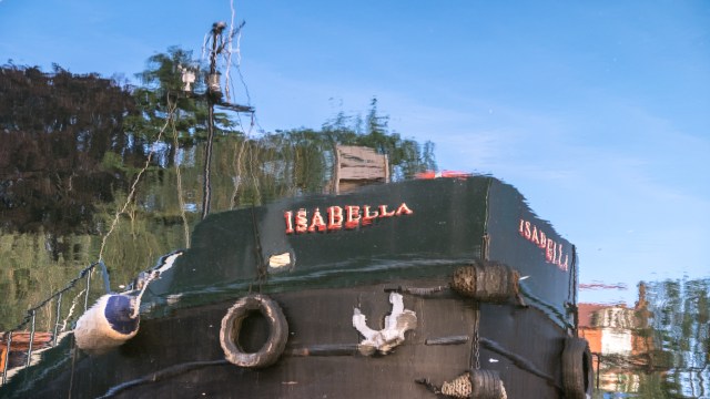 reflection of a boat